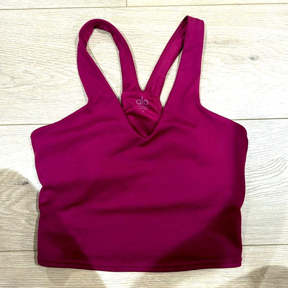 Airbrush real bra tank. Alo. Size small . Excellent condition. Maroon color
